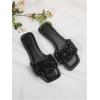 image:imageGORGLITTER Womens Sparkly Rhinestone Flat Sandals Dressy Cute Boho Trendy Square Toe Wedding Summer Slides ShoesSolid Black