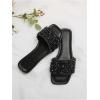 image:imageGORGLITTER Womens Sparkly Rhinestone Flat Sandals Dressy Cute Boho Trendy Square Toe Wedding Summer Slides ShoesSolid Black