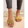image:imageGORGLITTER Womens Sparkly Rhinestone Flat Sandals Dressy Cute Boho Trendy Square Toe Wedding Summer Slides ShoesSolid Gold
