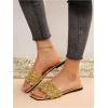 image:imageGORGLITTER Womens Sparkly Rhinestone Flat Sandals Dressy Cute Boho Trendy Square Toe Wedding Summer Slides ShoesSolid Gold