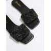 image:imageGORGLITTER Womens Sparkly Sequin Sandals Flat Slides Dressy Sparkle Glitter Rhinestone Open Toe Slip On Slippers ShoesBlack