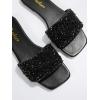 image:imageGORGLITTER Womens Sparkly Sequin Sandals Flat Slides Dressy Sparkle Glitter Rhinestone Open Toe Slip On Slippers ShoesBlack Rhinestone