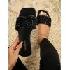 image:imageGORGLITTER Womens Sparkly Sequin Sandals Flat Slides Dressy Sparkle Glitter Rhinestone Open Toe Slip On Slippers ShoesBlack Rhinestone