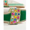 image:imageGORGLITTER Womens Sparkly Summer Sandals 2026 Rhinestone Bling Rainbow Square Toe Wedding Flats Slides ShoesGreen Colorful