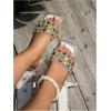 image:imageGORGLITTER Womens Sparkly Summer Sandals 2026 Rhinestone Bling Rainbow Square Toe Wedding Flats Slides ShoesWhite