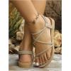 image:imageGORGLITTER Womens Strappy Flat Sandals Dressy Open Toe Ankle Strap Summer Beach Thong Slides Vacation ShoesKhaki