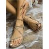 image:imageGORGLITTER Womens Strappy Flat Sandals Dressy Open Toe Ankle Strap Summer Beach Thong Slides Vacation ShoesKhaki