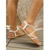 image:imageGORGLITTER Womens Strappy Flat Sandals Dressy Open Toe Ankle Strap Summer Beach Thong Slides Vacation ShoesSolid White