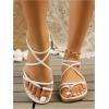 image:imageGORGLITTER Womens Strappy Flat Sandals Dressy Open Toe Ankle Strap Summer Beach Thong Slides Vacation ShoesSolid White