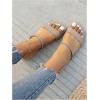 image:imageGORGLITTER Womens Strappy Flat Sandals Square Open Toe Dressy Going Out Slide SandalsKhaki