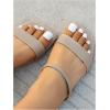 image:imageGORGLITTER Womens Strappy Flat Sandals Square Open Toe Dressy Going Out Slide SandalsKhaki