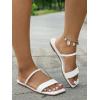 image:imageGORGLITTER Womens Strappy Flat Sandals Square Open Toe Dressy Going Out Slide SandalsWhite