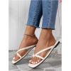 image:imageGORGLITTER Womens Strappy Square Toe Thong Sandals Dressy Summer Cute Vacation Beach Comfortable Flip Flops Slide Shoes 2026Beige