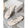 image:imageGORGLITTER Womens Strappy Square Toe Thong Sandals Dressy Summer Cute Vacation Beach Comfortable Flip Flops Slide Shoes 2026Beige