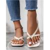 image:imageGORGLITTER Womens Strappy Square Toe Thong Sandals Dressy Summer Cute Vacation Beach Comfortable Flip Flops Slide Shoes 2026Beige