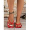 image:imageGORGLITTER Womens Strappy Square Toe Thong Sandals Dressy Summer Cute Vacation Beach Comfortable Flip Flops Slide Shoes 2026Red