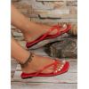image:imageGORGLITTER Womens Strappy Square Toe Thong Sandals Dressy Summer Cute Vacation Beach Comfortable Flip Flops Slide Shoes 2026Red