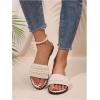 image:imageGORGLITTER Womens Summer Beach Vacation Slides Sandals Dressy Cute Summer Boho Pearls Square Toe Slip On Flats SlipperBeige and Whie