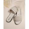 image:imageGORGLITTER Womens Summer Beach Vacation Slides Sandals Dressy Cute Summer Boho Pearls Square Toe Slip On Flats SlipperBeige and Whie