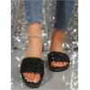 image:imageGORGLITTER Womens Summer Beach Vacation Slides Sandals Dressy Cute Summer Boho Pearls Square Toe Slip On Flats SlipperBlack and Gold