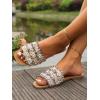 image:imageGORGLITTER Womens Summer Beach Vacation Slides Sandals Dressy Cute Summer Boho Pearls Square Toe Slip On Flats SlipperBrown