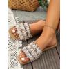 image:imageGORGLITTER Womens Summer Beach Vacation Slides Sandals Dressy Cute Summer Boho Pearls Square Toe Slip On Flats SlipperBrown