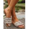 image:imageGORGLITTER Womens Summer Beach Vacation Slides Sandals Dressy Cute Summer Boho Pearls Square Toe Slip On Flats SlipperBrown