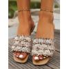 image:imageGORGLITTER Womens Summer Beach Vacation Slides Sandals Dressy Cute Summer Boho Pearls Square Toe Slip On Flats SlipperBrown