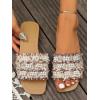 image:imageGORGLITTER Womens Summer Beach Vacation Slides Sandals Dressy Cute Summer Boho Pearls Square Toe Slip On Flats SlipperBrown