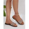 image:imageGORGLITTER Womens Summer Beach Vacation Slides Sandals Dressy Cute Summer Boho Pearls Square Toe Slip On Flats SlipperBurnt Orange