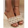 image:imageGORGLITTER Womens Summer Beach Vacation Slides Sandals Dressy Cute Summer Boho Pearls Square Toe Slip On Flats SlipperDusty Pink