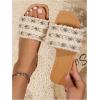 image:imageGORGLITTER Womens Summer Beach Vacation Slides Sandals Dressy Cute Summer Boho Pearls Square Toe Slip On Flats SlipperDusty Pink