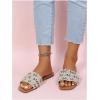 image:imageGORGLITTER Womens Summer Beach Vacation Slides Sandals Dressy Cute Summer Boho Pearls Square Toe Slip On Flats SlipperMulticolor