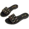 image:imageGORGLITTER Womens Summer Beach Vacation Slides Sandals Dressy Cute Summer Boho Pearls Square Toe Slip On Flats SlipperMulticolor and Black