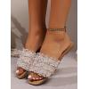 image:imageGORGLITTER Womens Summer Beach Vacation Slides Sandals Dressy Cute Summer Boho Pearls Square Toe Slip On Flats SlipperPink