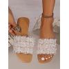 image:imageGORGLITTER Womens Summer Beach Vacation Slides Sandals Dressy Cute Summer Boho Pearls Square Toe Slip On Flats SlipperPink