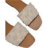 image:imageGORGLITTER Womens Summer Beach Vacation Slides Sandals Dressy Cute Summer Boho Pearls Square Toe Slip On Flats SlipperWhite