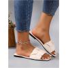 image:imageGORGLITTER Womens Summer Cute Flat Sandals Dress Slide Sandals Square Toe Wedding Shoes Vacation Trendy Sandals 2026Beige White Solid