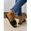 image:imageGORGLITTER Womens Summer Cute Flat Sandals Dress Slide Sandals Square Toe Wedding Shoes Vacation Trendy Sandals 2026Black