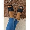 image:imageGORGLITTER Womens Summer Cute Flat Sandals Dress Slide Sandals Square Toe Wedding Shoes Vacation Trendy Sandals 2026Black Pleated