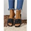 image:imageGORGLITTER Womens Summer Cute Flat Sandals Dress Slide Sandals Square Toe Wedding Shoes Vacation Trendy Sandals 2026Black Pleated