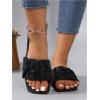 image:imageGORGLITTER Womens Summer Cute Flat Sandals Dress Slide Sandals Square Toe Wedding Shoes Vacation Trendy Sandals 2026Dark Black