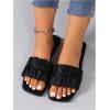 image:imageGORGLITTER Womens Summer Cute Flat Sandals Dress Slide Sandals Square Toe Wedding Shoes Vacation Trendy Sandals 2026Dark Black