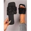 image:imageGORGLITTER Womens Summer Cute Flat Sandals Dress Slide Sandals Square Toe Wedding Shoes Vacation Trendy Sandals 2026Dark Black