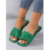 image:imageGORGLITTER Womens Summer Cute Flat Sandals Dress Slide Sandals Square Toe Wedding Shoes Vacation Trendy Sandals 2026Green