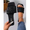 image:imageGORGLITTER Womens Summer Cute Flat Sandals Dress Slide Sandals Square Toe Wedding Shoes Vacation Trendy Sandals 2026Iron Black