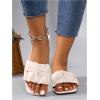 image:imageGORGLITTER Womens Summer Cute Flat Sandals Dress Slide Sandals Square Toe Wedding Shoes Vacation Trendy Sandals 2026Solid White Beige