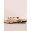 image:imageGORGLITTER Womens Summer Strappy Beach Sandals Dressy Leather Lace Up Thong Gladiator Cute Vacation Sandals Shoes 2026Apricot