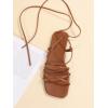 image:imageGORGLITTER Womens Summer Strappy Beach Sandals Dressy Leather Lace Up Thong Gladiator Cute Vacation Sandals Shoes 2026Brown