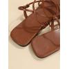 image:imageGORGLITTER Womens Summer Strappy Beach Sandals Dressy Leather Lace Up Thong Gladiator Cute Vacation Sandals Shoes 2026Brown